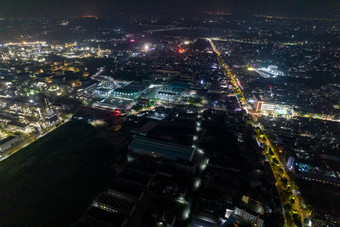 中国石化茂名石化夜景航拍摄影图