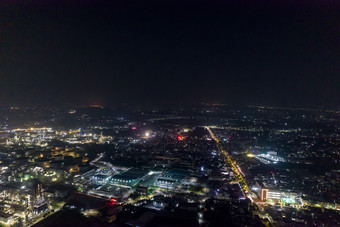 中国石化茂名石化夜景航拍摄影图