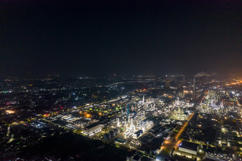 中国石化茂名石化夜景航拍摄影图