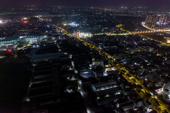 中石化工厂夜景灯光航拍摄影图