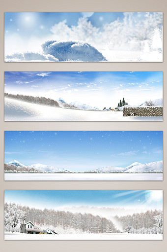 冬季白雪banner海报背景图片