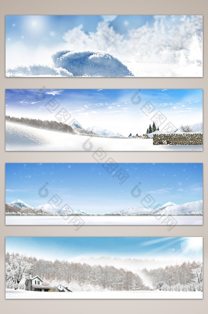 冬季白雪banner海报背景