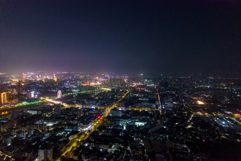 中石化工厂夜景灯光航拍摄影图