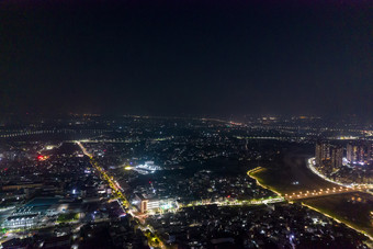 中国石化茂名石化夜景航拍摄影图