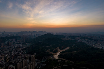 珠海城市晚霞大景航拍摄影图