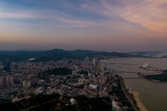 珠海城市晚霞大景航拍摄影图