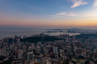 珠海城市晚霞大景航拍摄影图