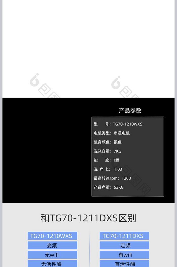 高端大气家居电器数码家电洗衣机详情页模板