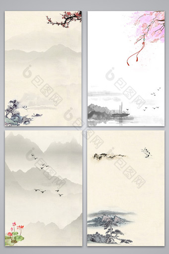 简约中国风山水景色设计背景图片