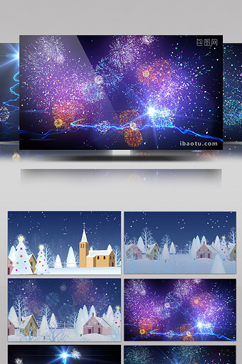 圣诞节新年炫酷粒子光线烟花背景视频合集图片