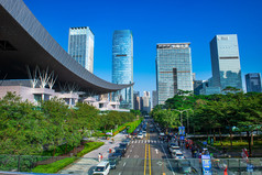 深圳市民中心地标建筑城市风景