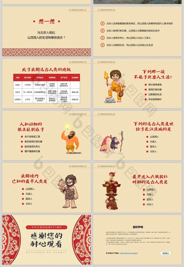 七年级历史中国风祖国境内的远古居民课件PPT模板