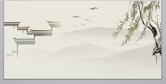 中国古典元素风景海报设计背景图