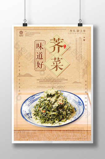 新鲜荠菜营养健康蔬菜宣传海报设计图片