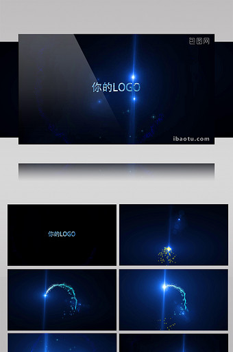蓝色科技粒子光效电影字幕LOGO预告片头图片