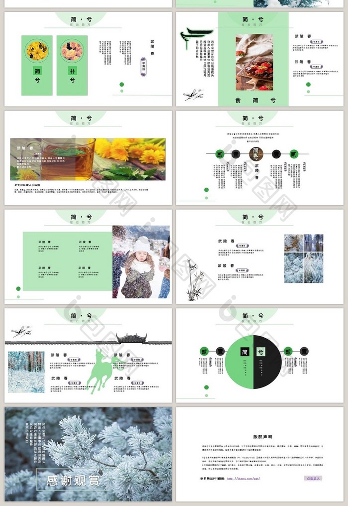 水墨杂志风冬至介绍ppt模板