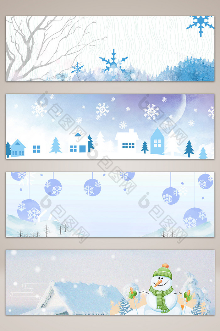 冬季雪花蓝色纹理banner海报背景