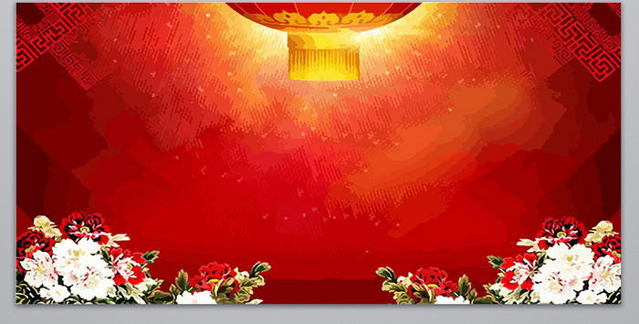 手绘灯笼中国风红色背景图
