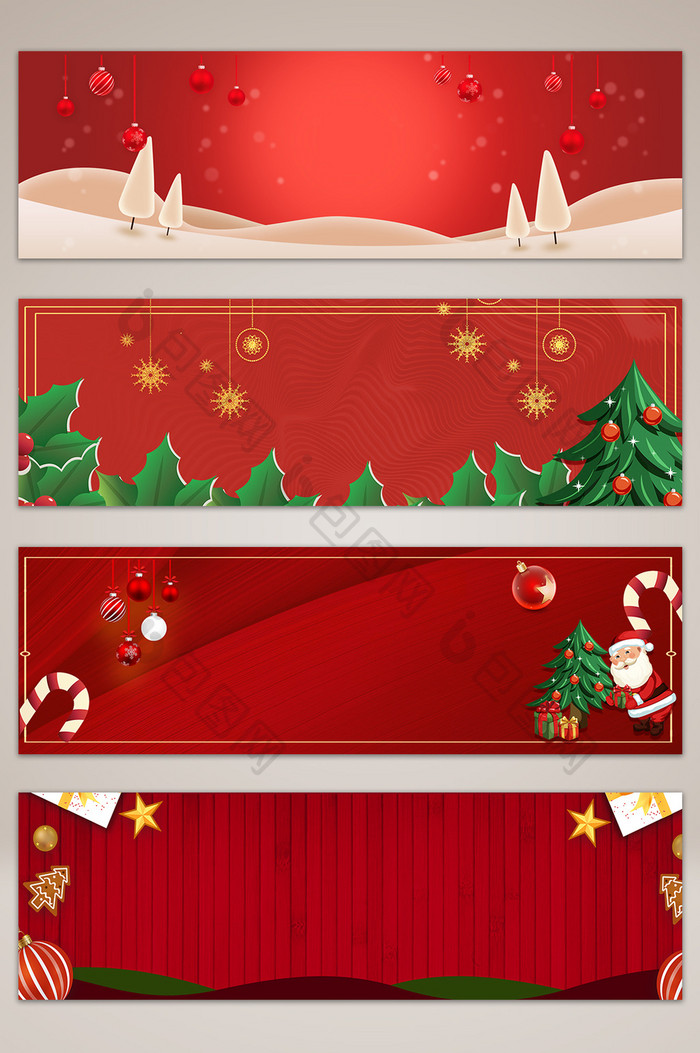 红色简约圣诞banner海报背景