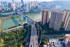 重庆城市风光桥梁交通航拍摄影图