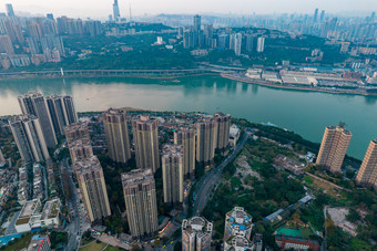 重庆城市晚霞航拍摄影图