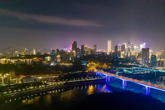 重庆城市夜景灯光航拍摄影图