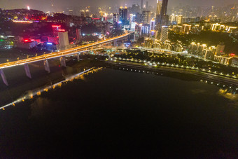 重庆城市夜景灯光航拍摄影图