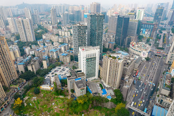 <strong>重庆</strong>观音桥商业圈高楼建筑航拍摄影图