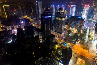 重庆观音桥商业圈夜景灯光航拍摄影图