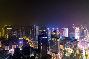 重庆<strong>观音</strong>桥商业圈夜景灯光航拍摄影图