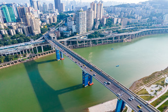 重庆<strong>嘉陵江大桥</strong>交通航拍摄影图