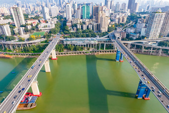 重庆<strong>嘉陵江大桥</strong>交通航拍摄影图