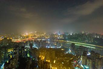 <strong>重庆</strong>铜元局菜园坝大桥<strong>夜景</strong>航拍摄影图