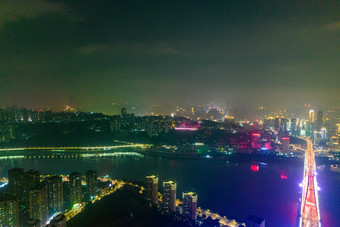 <strong>重庆</strong>铜元局菜园坝大桥<strong>夜景</strong>航拍摄影图