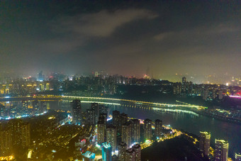 <strong>重庆</strong>铜元局菜园坝大桥<strong>夜景</strong>航拍摄影图