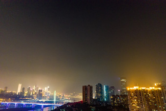 重庆长江菜园坝大桥江北区夜景航拍<strong>摄影图</strong>