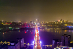 重庆长江菜园坝大桥江北区夜景航拍摄影图