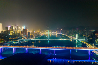 <strong>重庆</strong>长江大桥城市<strong>夜景</strong>灯光航拍摄影图