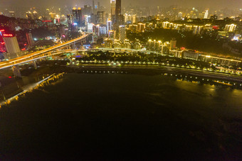 <strong>重庆</strong>长江大桥城市<strong>夜景</strong>灯光航拍摄影图