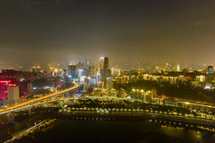 重庆长江大桥城市夜景灯光航拍摄影图