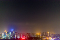 重庆长江大桥城市夜景灯光航拍摄影图