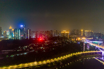 <strong>重庆</strong>长江大桥城市夜景灯光航拍摄影图