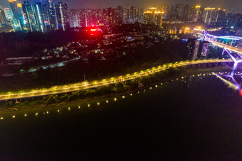 重庆长江大桥城市夜景灯光航拍摄影图