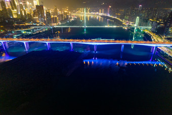 <strong>重庆长江</strong>大桥城市夜景灯光航拍摄影图