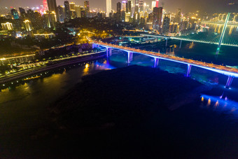 <strong>重庆</strong>长江大桥城市<strong>夜景</strong>灯光航拍摄影图