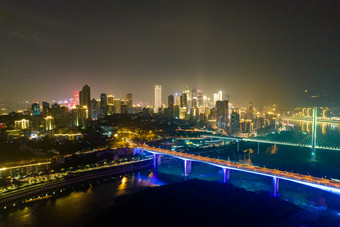 <strong>重庆</strong>长江大桥城市<strong>夜景</strong>灯光航拍摄影图