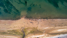 大海海洋沙滩焦石灯塔海岛海浪航拍