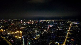 福建福州城市夜景灯光航拍