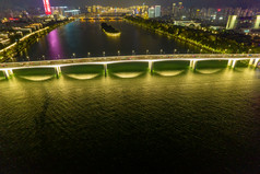 关系柳州窑埠古镇夜景灯光航拍摄影图