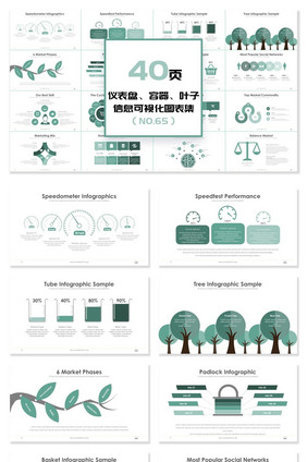 40页仪表盘容器叶子信息可视化PPT图表
